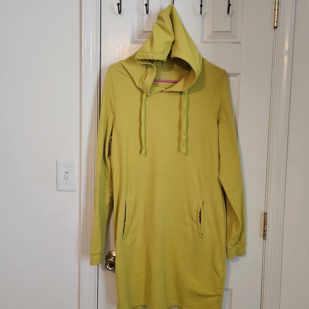 Women's Yellow Hoodie Sweater Dress